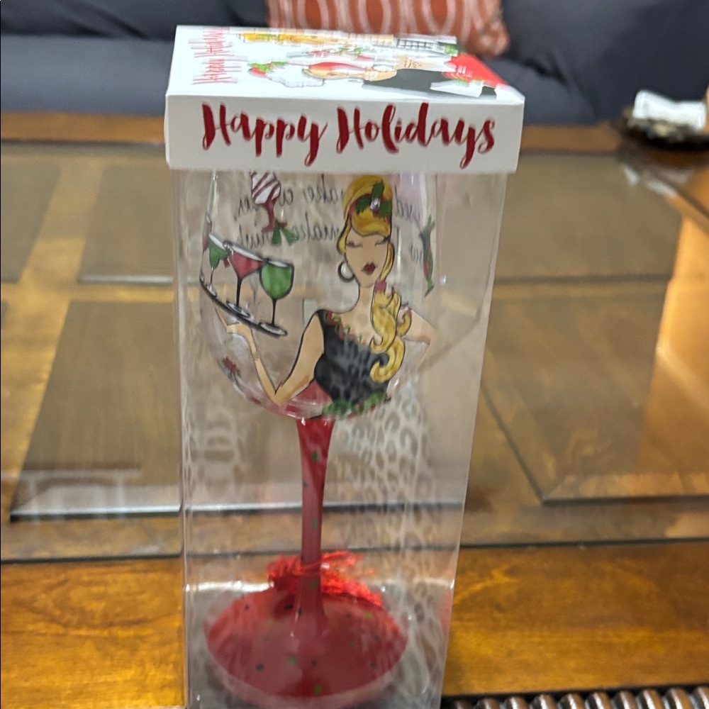 Festive Red Holiday Wine Glass